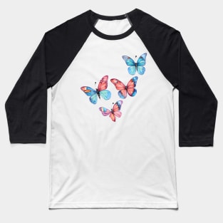 Colorful Monarch Butterfly Pattern in Watercolor Baseball T-Shirt